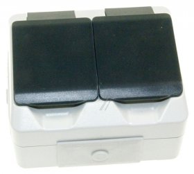 Asci Surface Mounting Socket - Fsd 200 Feuchtraumsteckdose,2-fach, Ip44 Ap - Grau