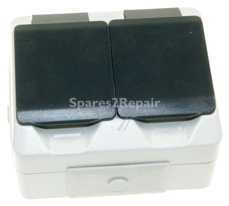 Asci Surface Mounting Socket - Fsd 200 Feuchtraumsteckdose,2-fach, Ip44 Ap - Grau
