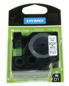 Dymo Colour Cartridge - S0718070 Label Tape Black On White 19mm-5 5m Dymo D1