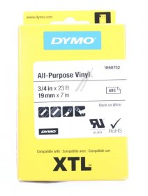 Dymo Colour Cartridge - 1868752 Black On White Label Tape 19mm-7m For Dymo Xtl-300-xtl-5