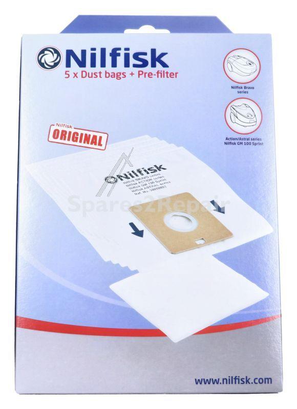 Nilfisk Vacuum Cleaner Bags - 30050002 Dust Bag Action Plus (x5)+pre-filter