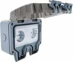 Schwaiger Appliance Socket - Solar Soad0200 Surface-mounted Outdoor Socket Ip66 For 2x Angled Plugs