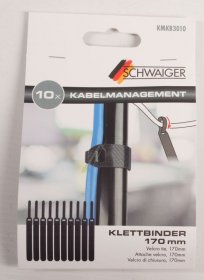 Schwaiger Hook-and-pile Tape - Kmkb3010 Hook-and-loop Fastener 170mm Black 10 Pcs
