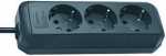 Brennenstuhl Three-way Trailing Socket - Eco-line 3-way Trailing Socket - Black, 1,5m