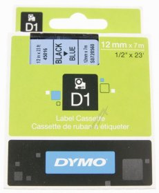 Dymo Colour Cartridge - S0720560 Label Tape Black On Blue 12mm-7m Dymo D1 Tape